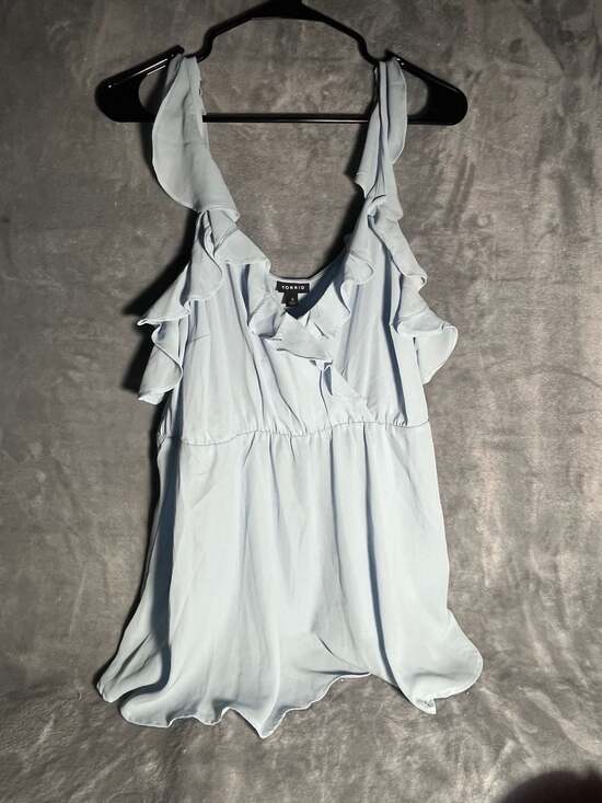 Torrid Tops - Torrid Light Blue Ruffle V-Neck Sleeveless Top